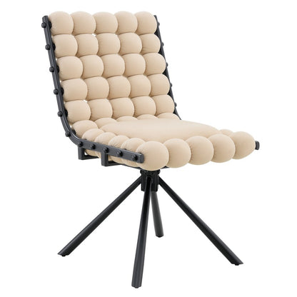 Set of Two Beige and Black Velvet Dining Side Chairs HomeRoots
