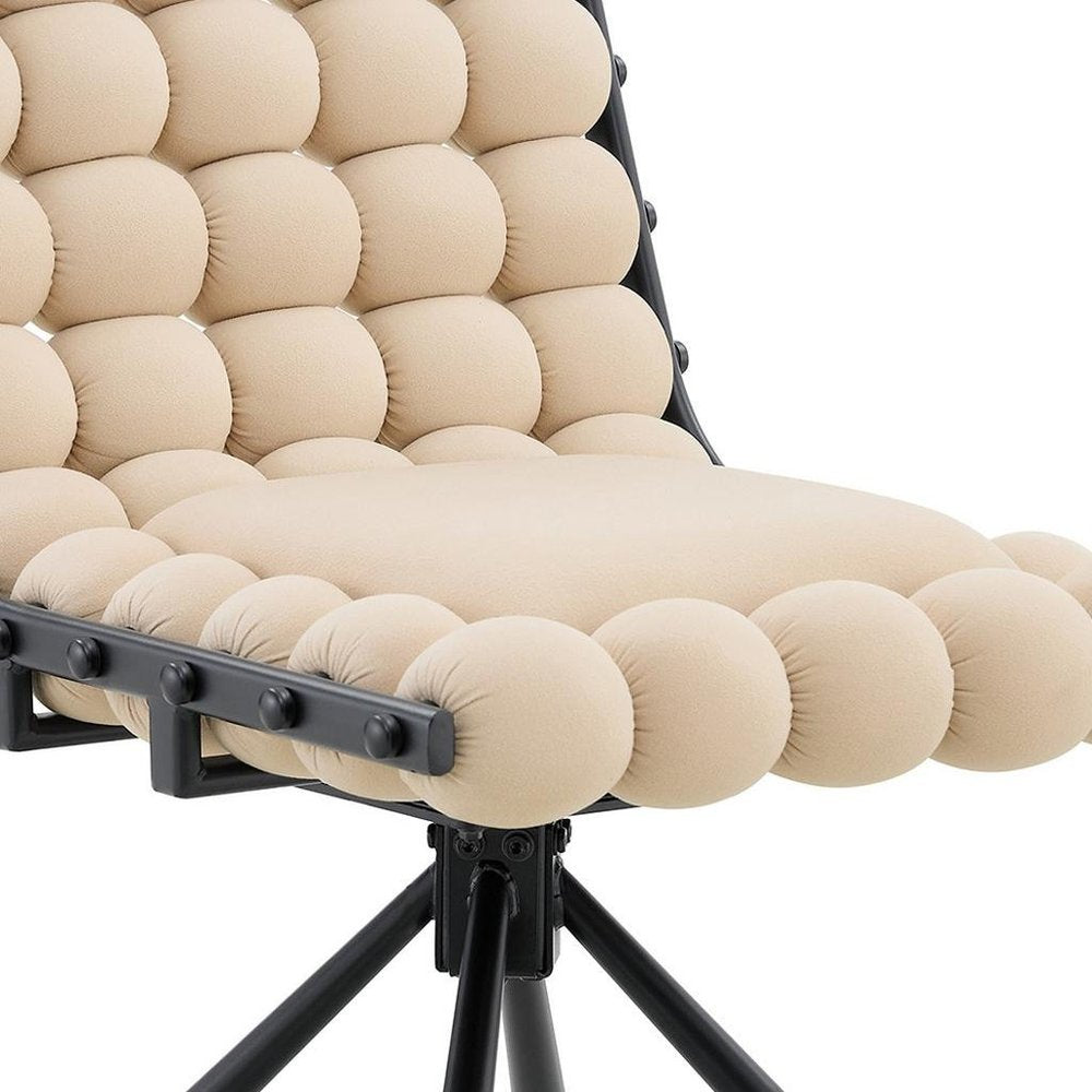 Set of Two Beige and Black Velvet Dining Side Chairs HomeRoots