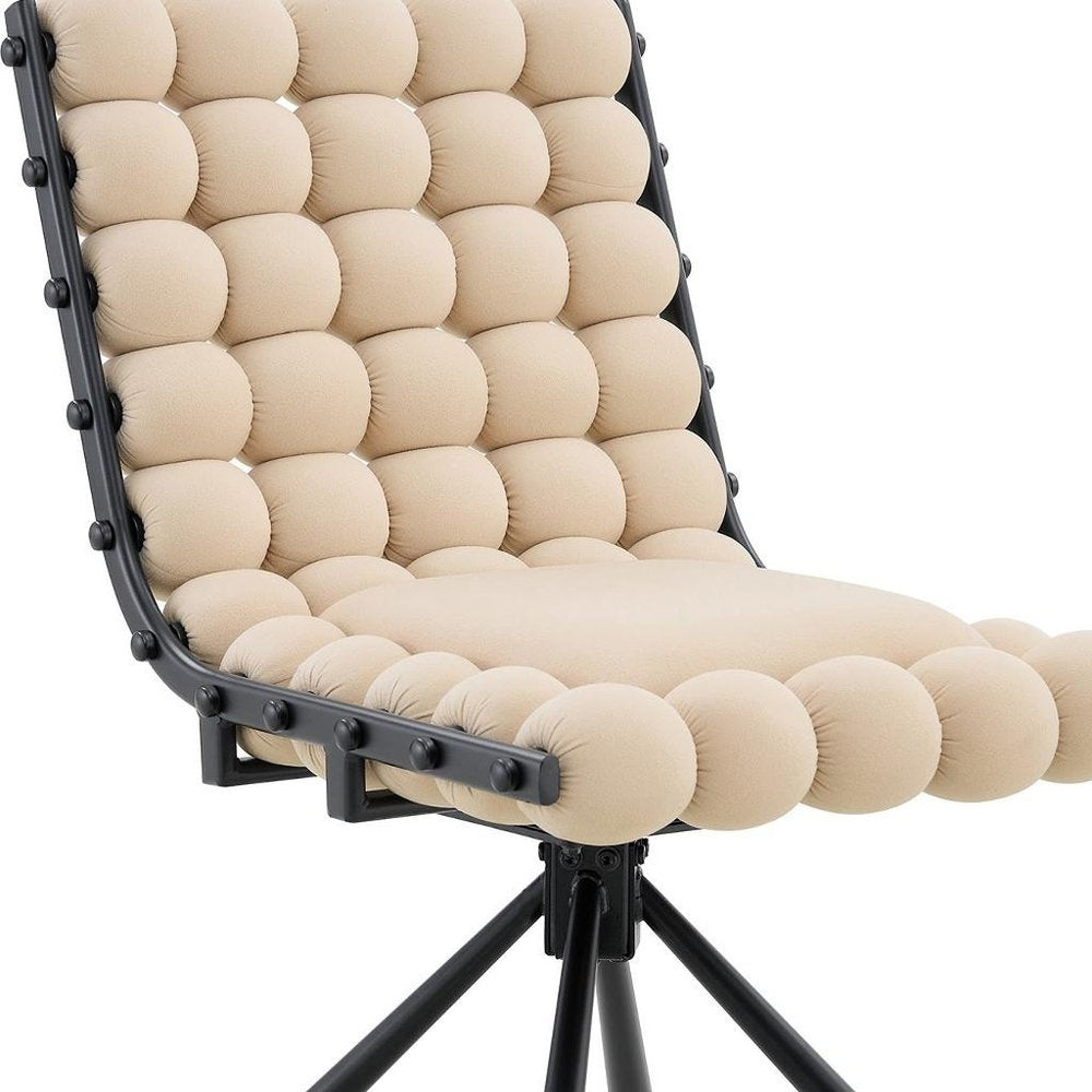 Set of Two Beige and Black Velvet Dining Side Chairs HomeRoots