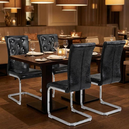 Set of Four Black And Gold Tufted Faux Leather And Metal Dining Side Chairs HomeRoots