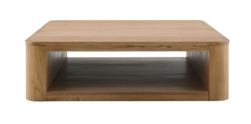 48" Oak Wood Square Floor Shelf Coffee Table — view 2