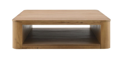48" Oak Wood Square Floor Shelf Coffee Table HomeRoots