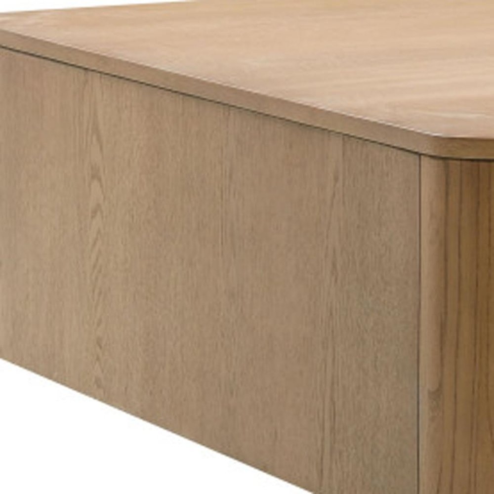 48" Oak Wood Square Floor Shelf Coffee Table — view 4