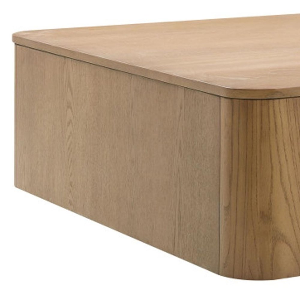 48" Oak Wood Square Floor Shelf Coffee Table — view 5