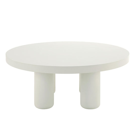 35" White Wood Round Coffee Table