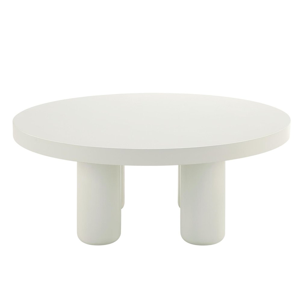 35" White Wood Round Coffee Table HomeRoots
