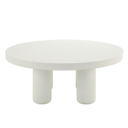 35" White Wood Round Coffee Table HomeRoots