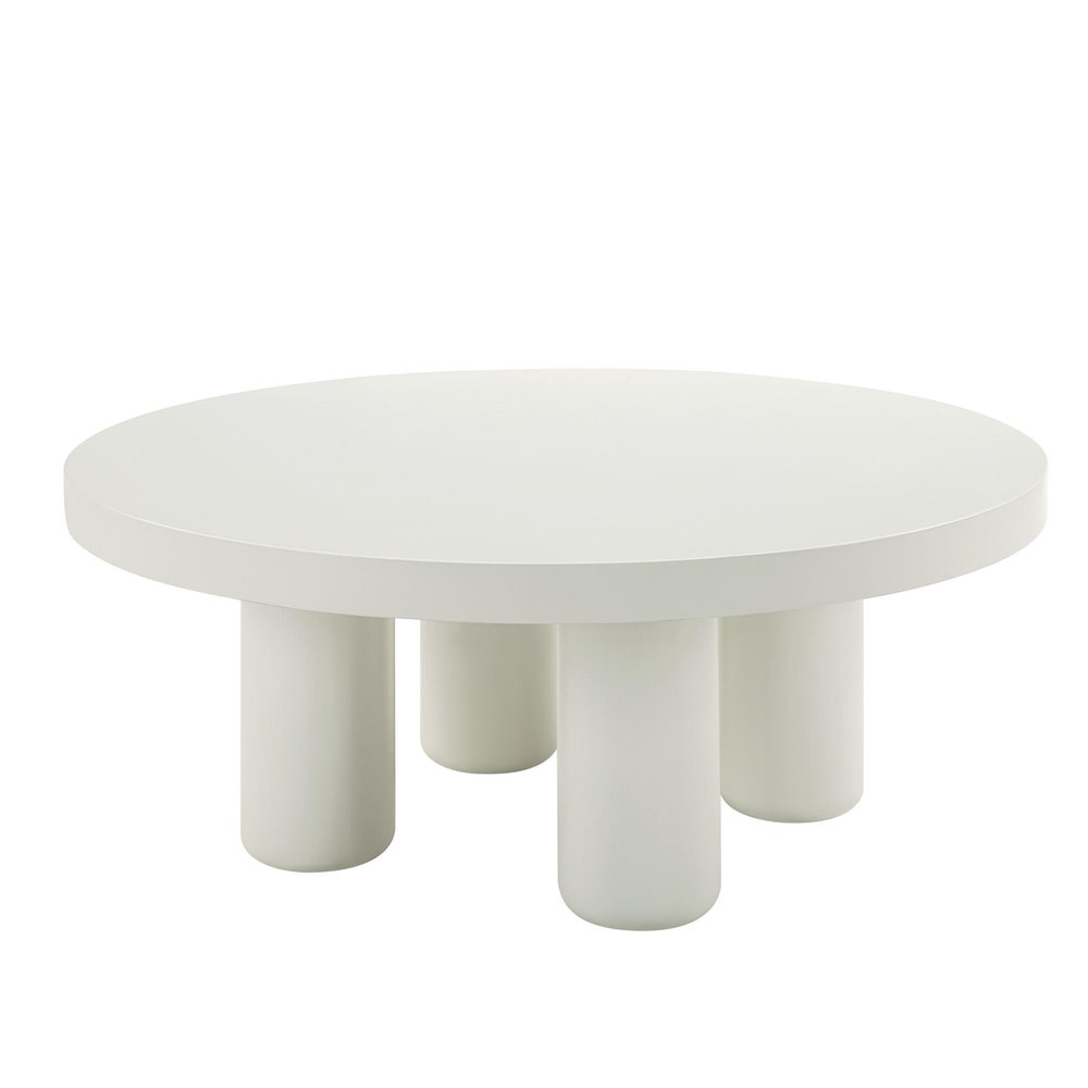 35" White Wood Round Coffee Table — view 2