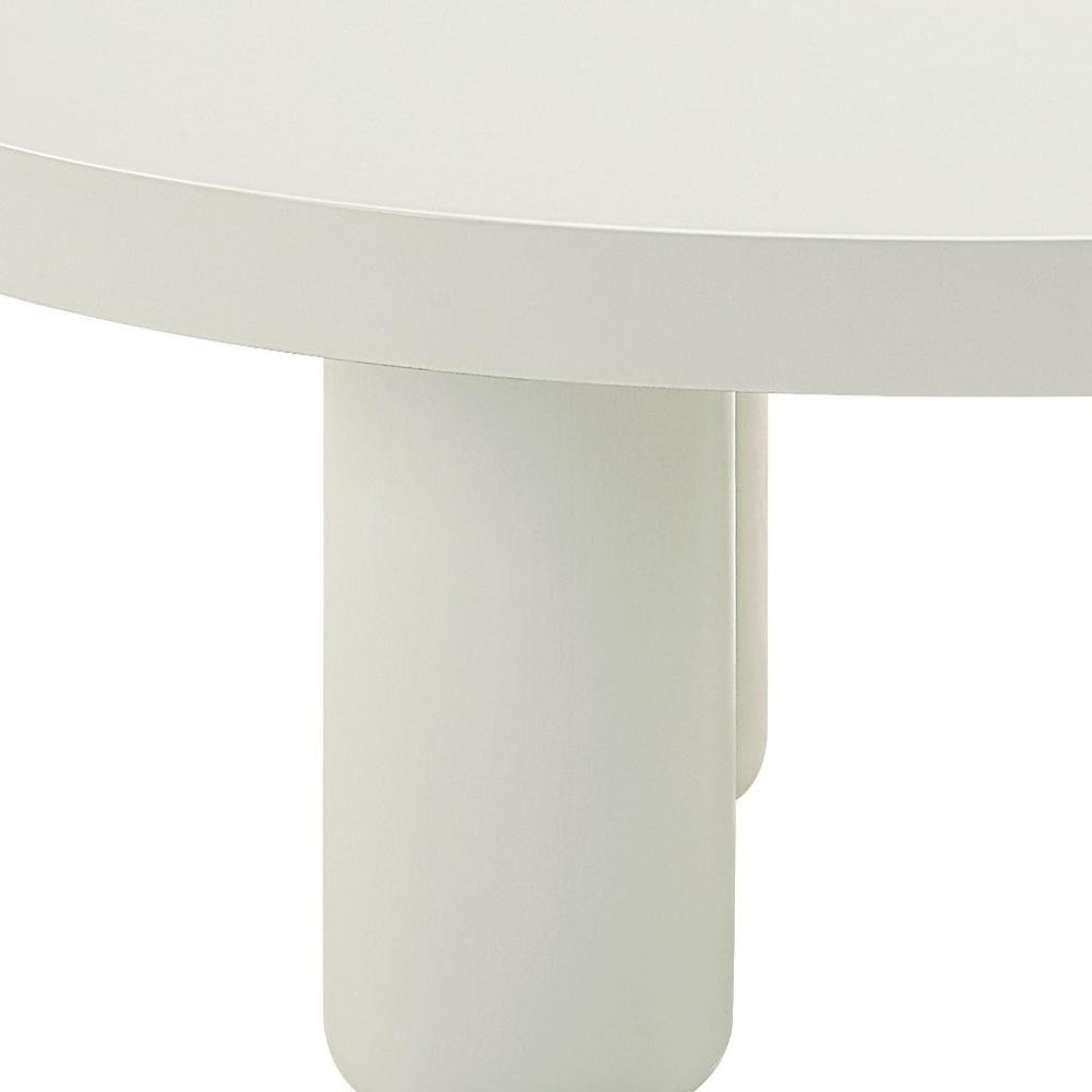 35" White Wood Round Coffee Table