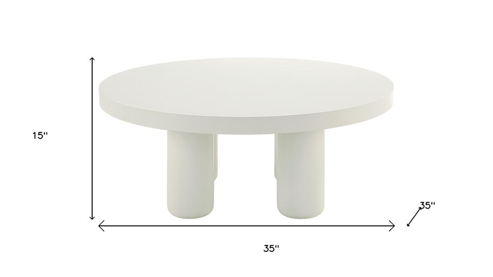 35" White Wood Round Coffee Table — view 5