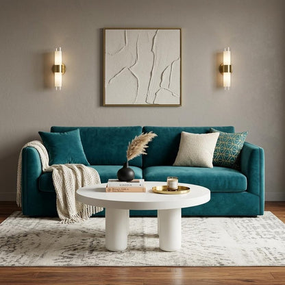 35" White Wood Round Coffee Table HomeRoots