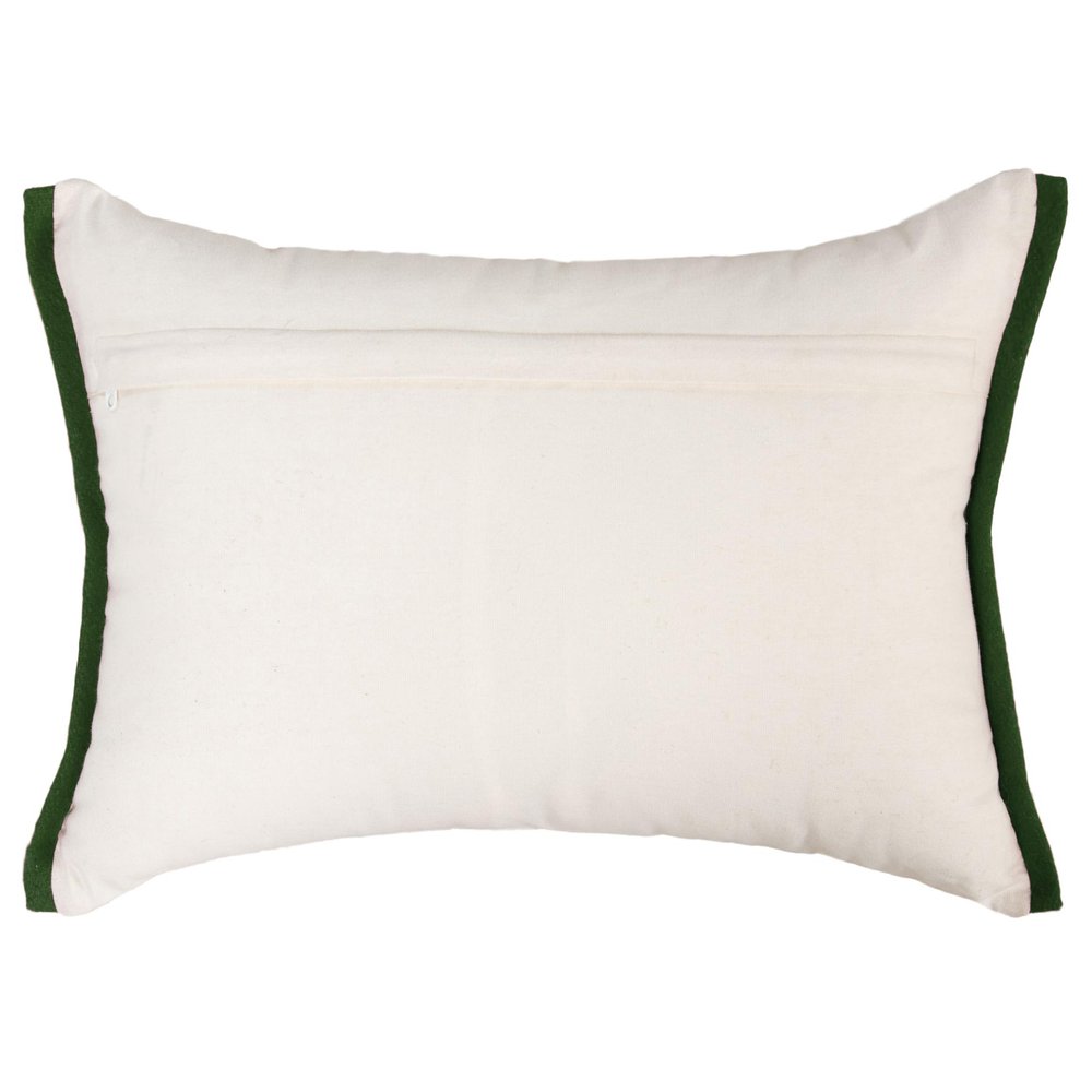 14" X 20" Green And Ivory Cotton Christmas Gnomes Throw Pillow With Embroidery — view 3
