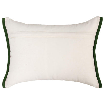 14" X 20" Green And Ivory Cotton Christmas Gnomes Throw Pillow With Embroidery