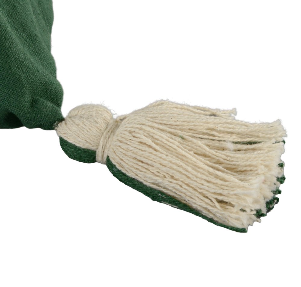 18" Green And Ivory Cotton Christmas Tree Throw Pillow with Tassels — view 2