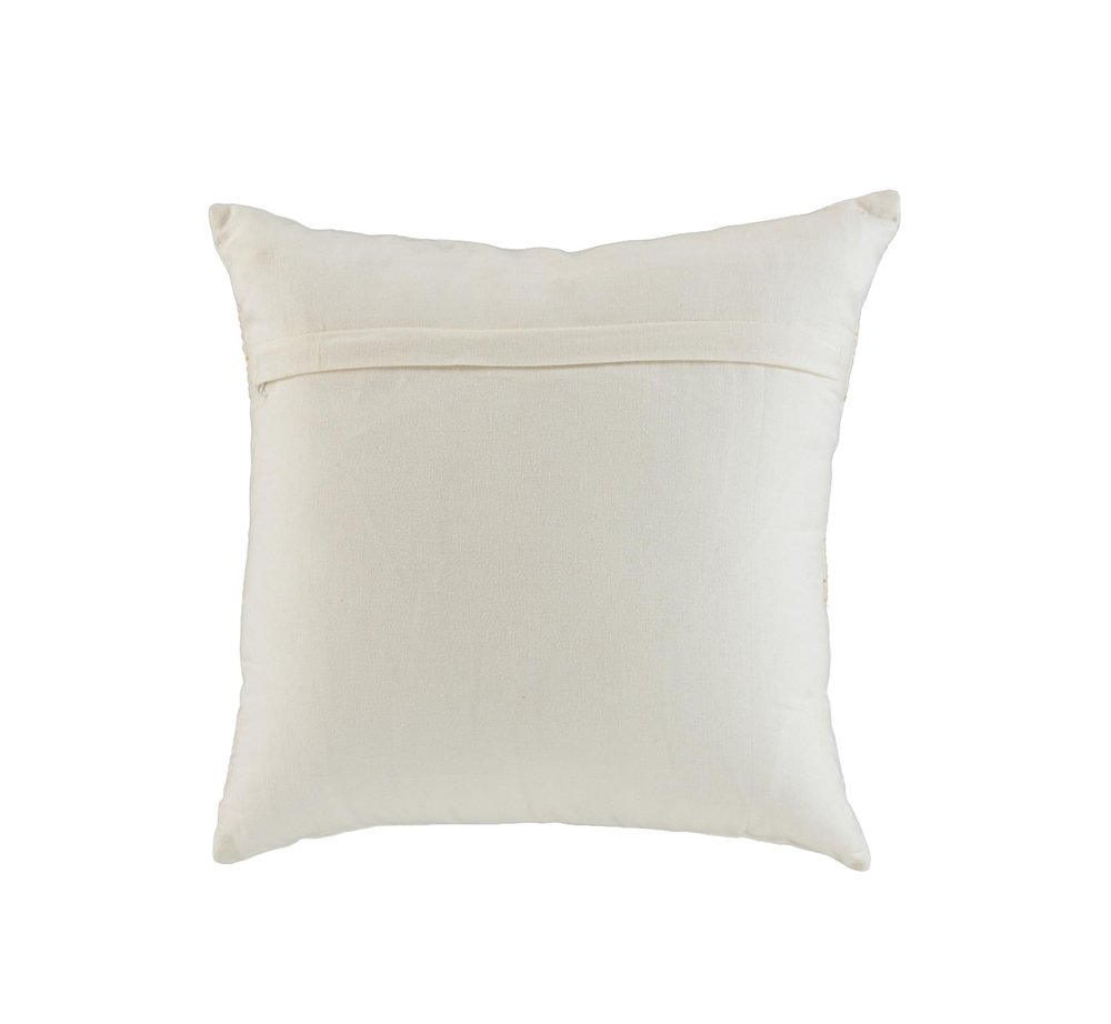 18" Ivory And Gold Cotton Christmas Trees Throw Pillow With Embroidery
