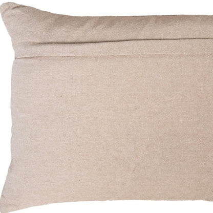 14" X 20" Beige Ivory And Gold Christmas Snowflakes Throw Pillow With Embroidery
