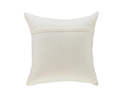 18" White And Green Cotton Merry Christmas Throw Pillow With Embroidery
