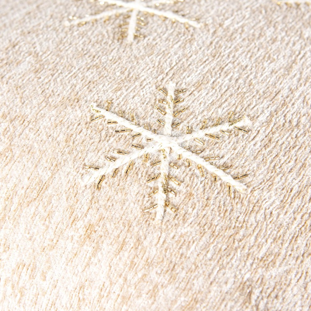 20" Natural And Gold Snowflakes Christmas Throw Pillow With Embroidery — view 1