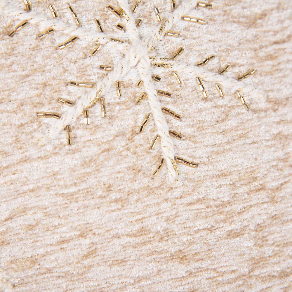 20" Natural And Gold Snowflakes Christmas Throw Pillow With Embroidery — view 2