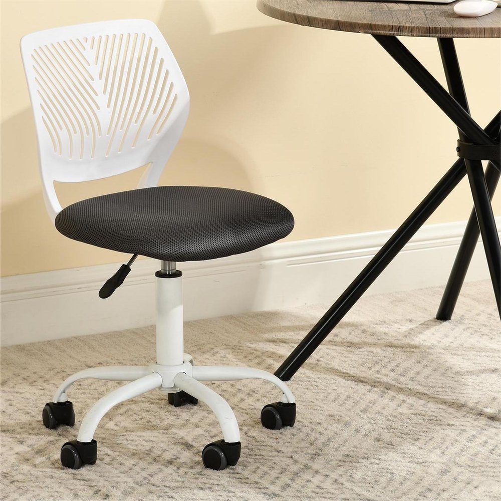 Gray and White Adjustable Height Swivel Rolling Office Chair HomeRoots