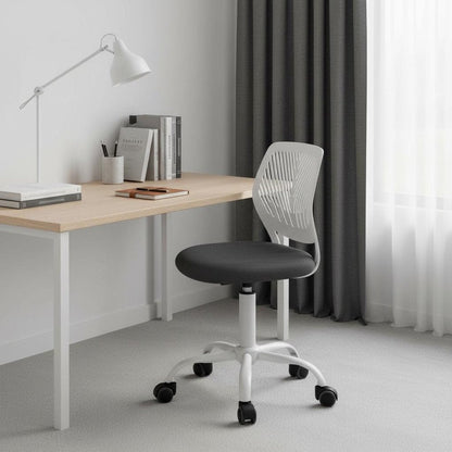 Gray and White Adjustable Height Swivel Rolling Office Chair HomeRoots