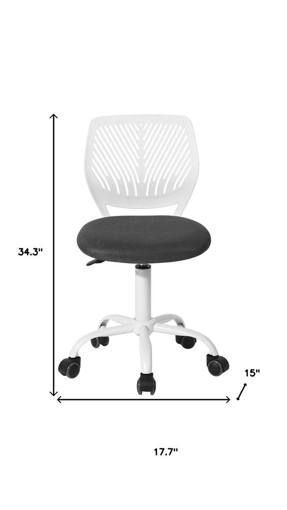 Gray and White Adjustable Height Swivel Rolling Office Chair HomeRoots
