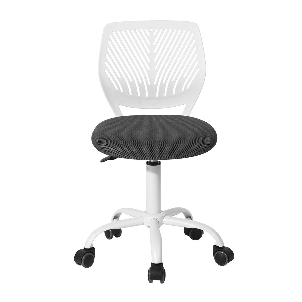 Gray and White Adjustable Height Swivel Rolling Office Chair HomeRoots