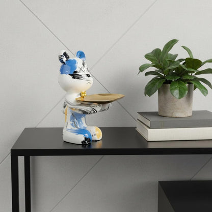 8" White And Blue Resin Statue HomeRoots
