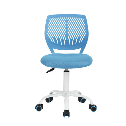 Blue and White Adjustable Height Swivel Rolling Office Chair HomeRoots