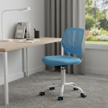Blue and White Adjustable Height Swivel Rolling Office Chair HomeRoots