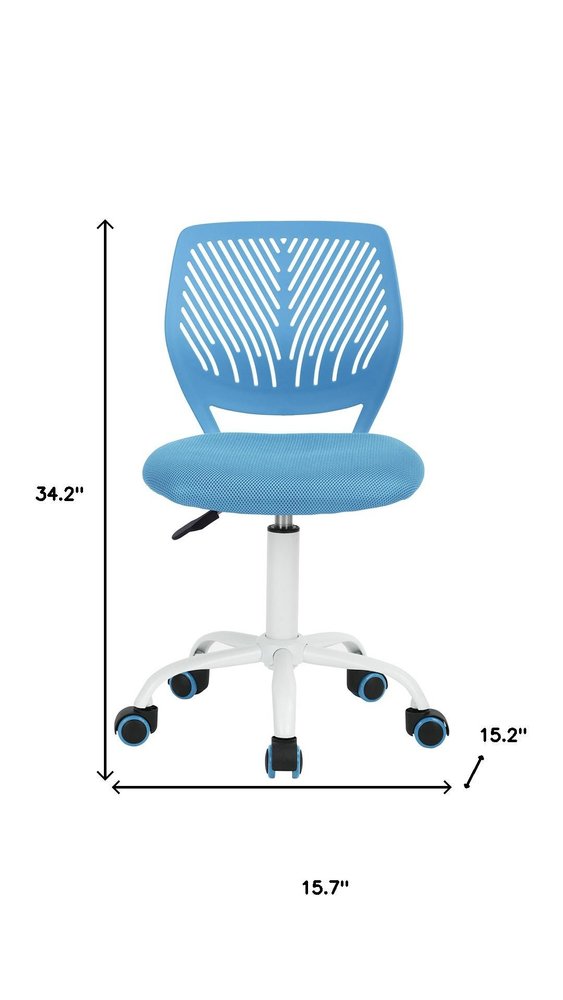 Blue and White Adjustable Height Swivel Rolling Office Chair HomeRoots