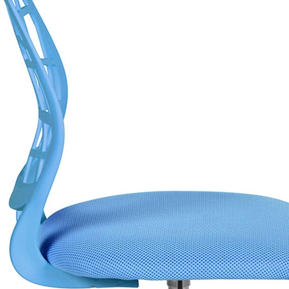 Blue and White Adjustable Height Swivel Rolling Office Chair HomeRoots