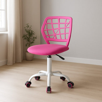 Pink and White Adjustable Height Swivel Rolling Office Chair HomeRoots