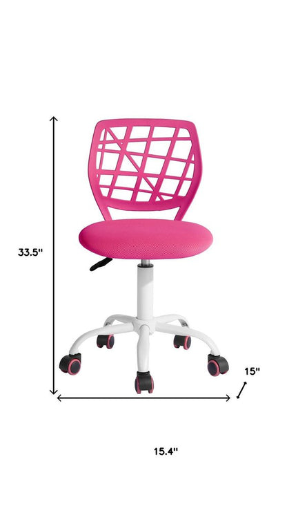 Pink and White Adjustable Height Swivel Rolling Office Chair HomeRoots