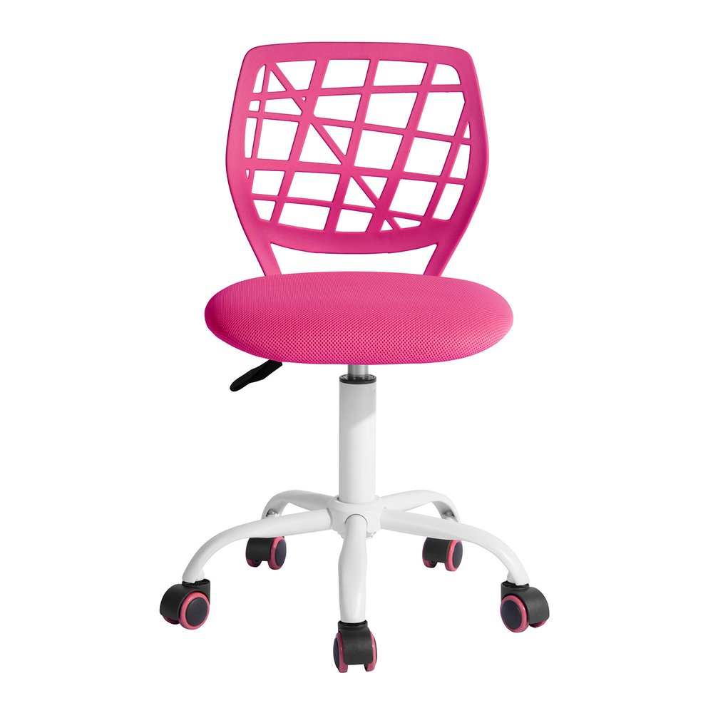 Pink and White Adjustable Height Swivel Rolling Office Chair HomeRoots
