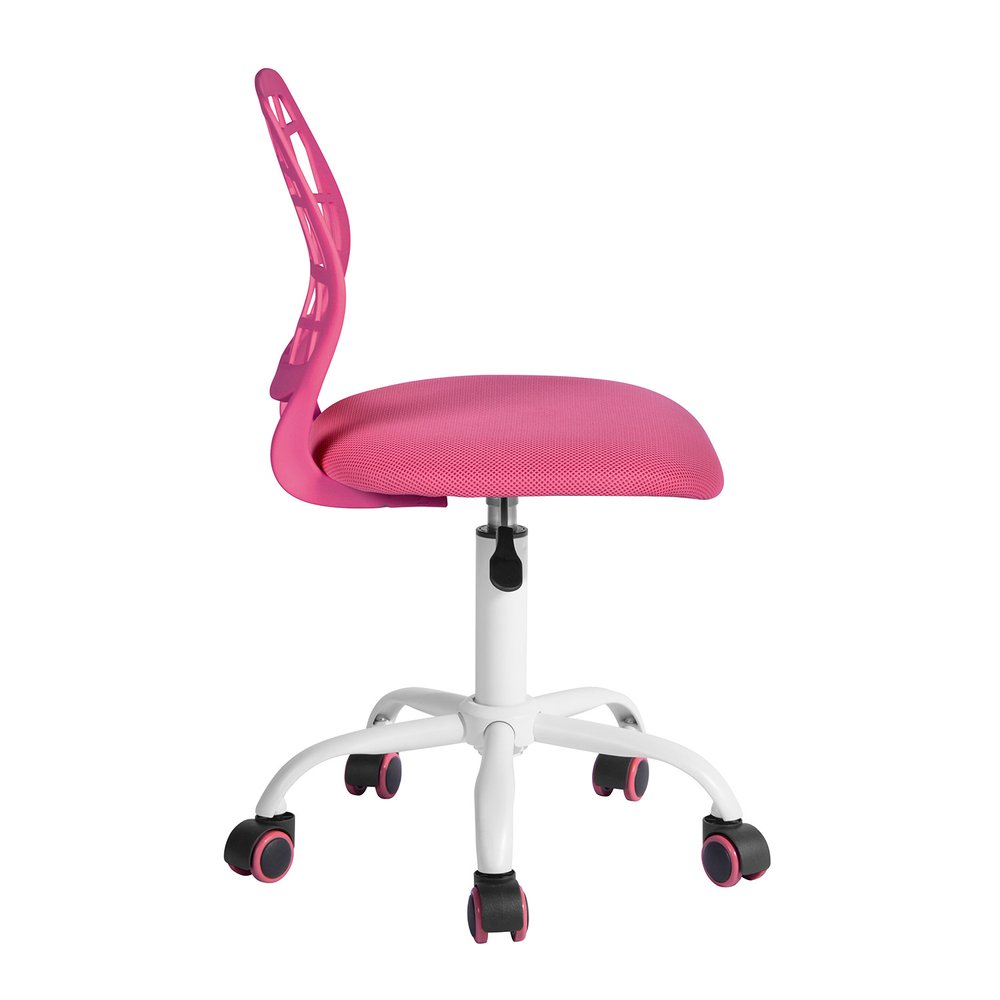 Pink and White Adjustable Height Swivel Rolling Office Chair HomeRoots