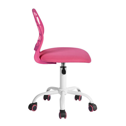 Pink and White Adjustable Height Swivel Rolling Office Chair HomeRoots