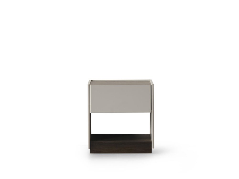 23" Light Gray And Walnut Wood One Drawer Nightstand — view 2