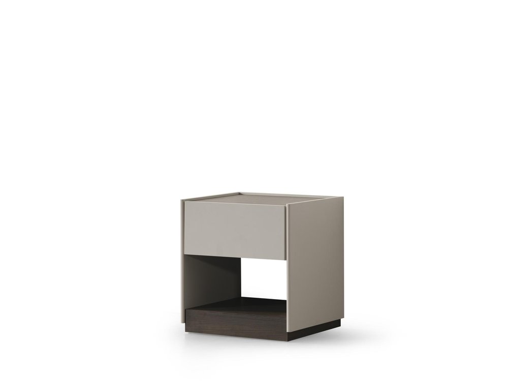 23" Light Gray And Walnut Wood One Drawer Nightstand — view 3