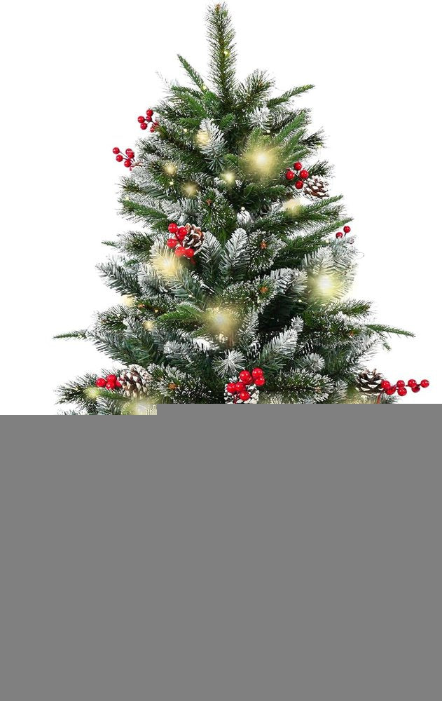 4' Green And White Pre Lit Full Flocked Pine Christmas Tree With Decorations HomeRoots