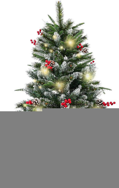 4' Green And White Pre Lit Full Flocked Pine Christmas Tree With Decorations HomeRoots