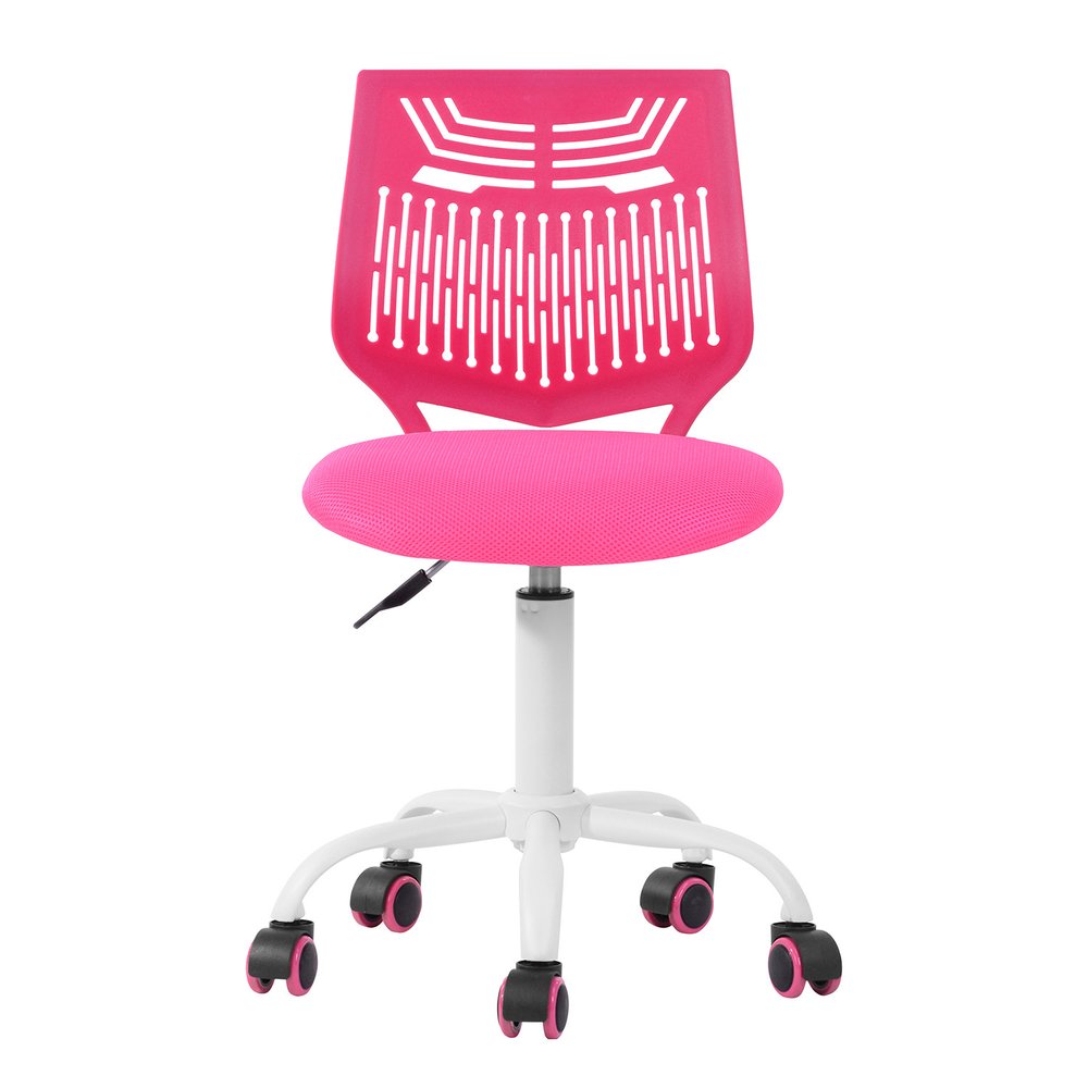 Fuchsia and White Adjustable Height Swivel Rolling Office Chair HomeRoots