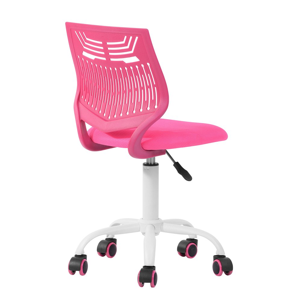 Fuchsia and White Adjustable Height Swivel Rolling Office Chair — view 6