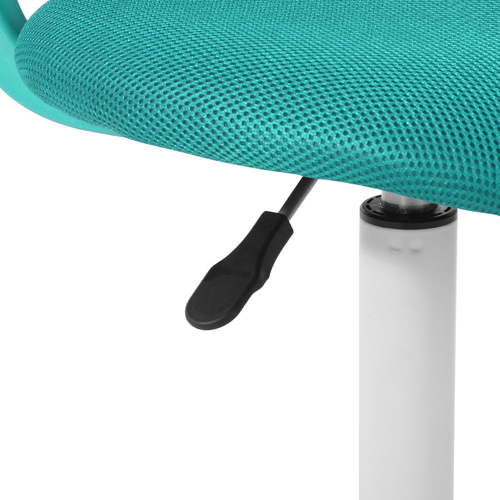 Aqua and White Adjustable Height Swivel Rolling Office Chair HomeRoots