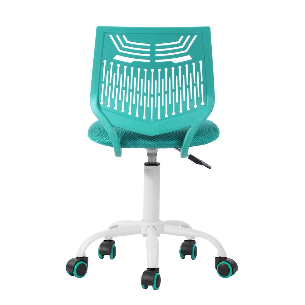 Aqua and White Adjustable Height Swivel Rolling Office Chair HomeRoots