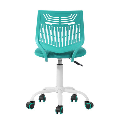 Aqua and White Adjustable Height Swivel Rolling Office Chair HomeRoots