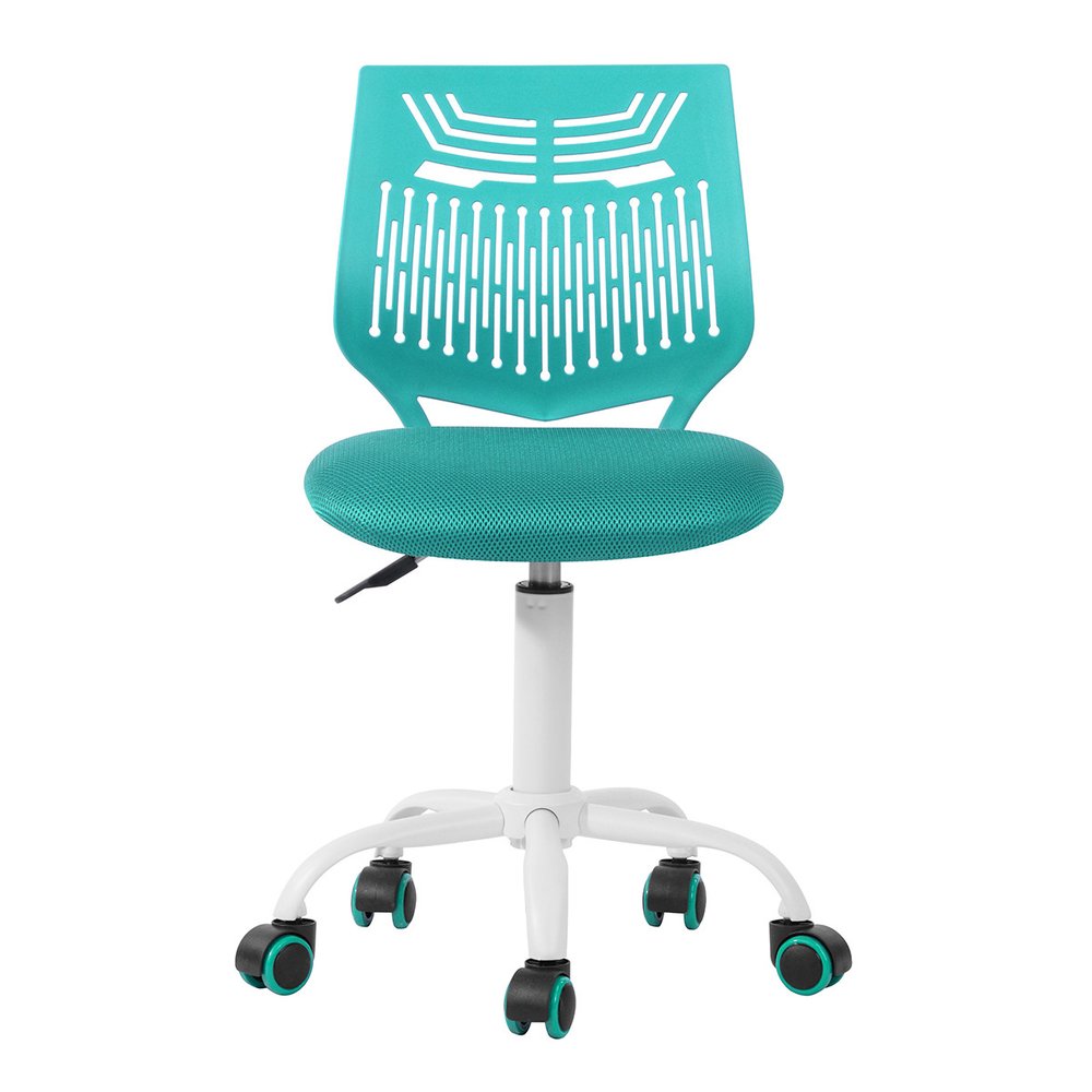 Aqua and White Adjustable Height Swivel Rolling Office Chair HomeRoots