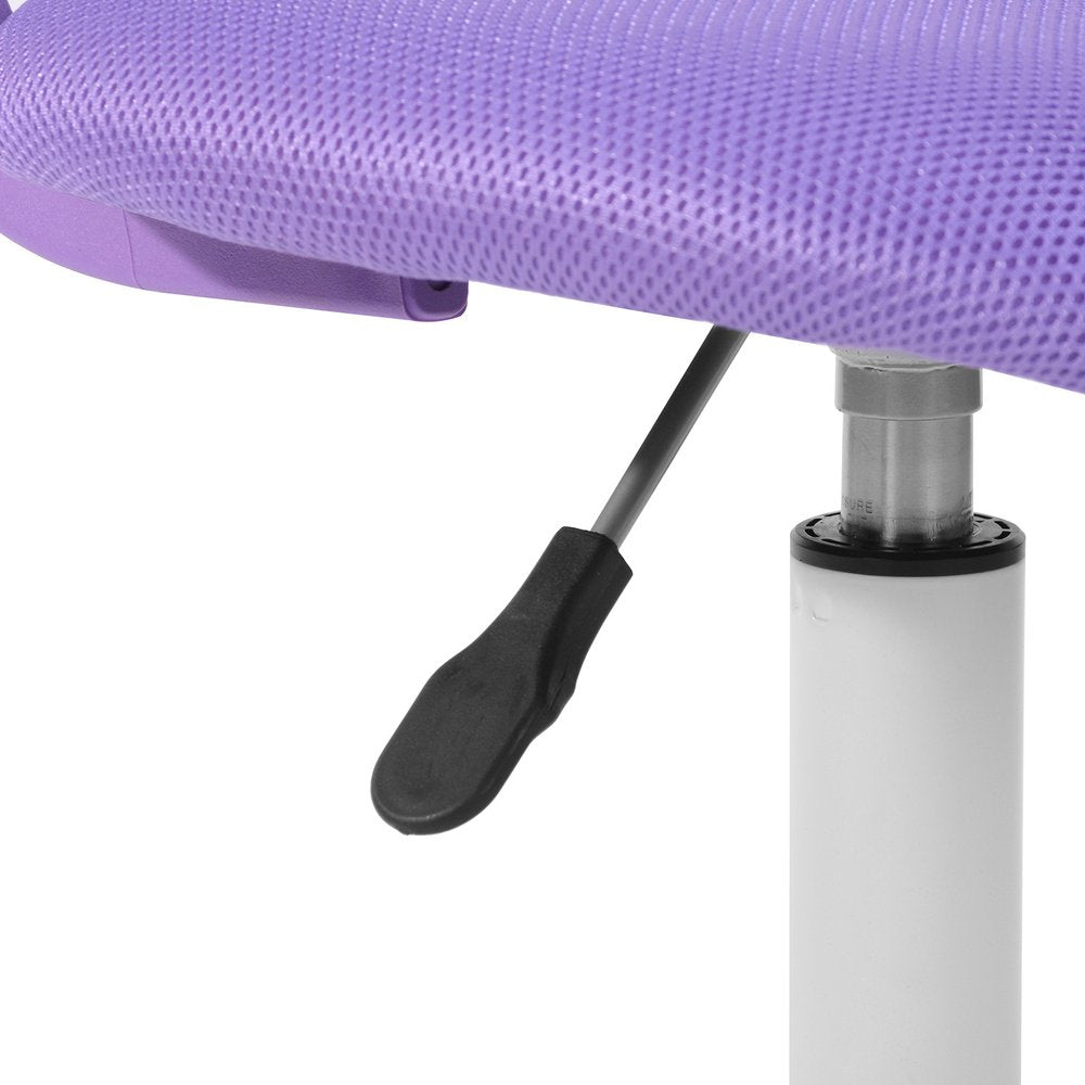 Purple and White Adjustable Height Swivel Rolling Office Chair — view 3