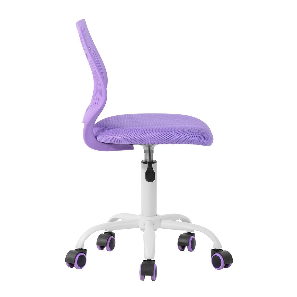 Purple and White Adjustable Height Swivel Rolling Office Chair — view 4