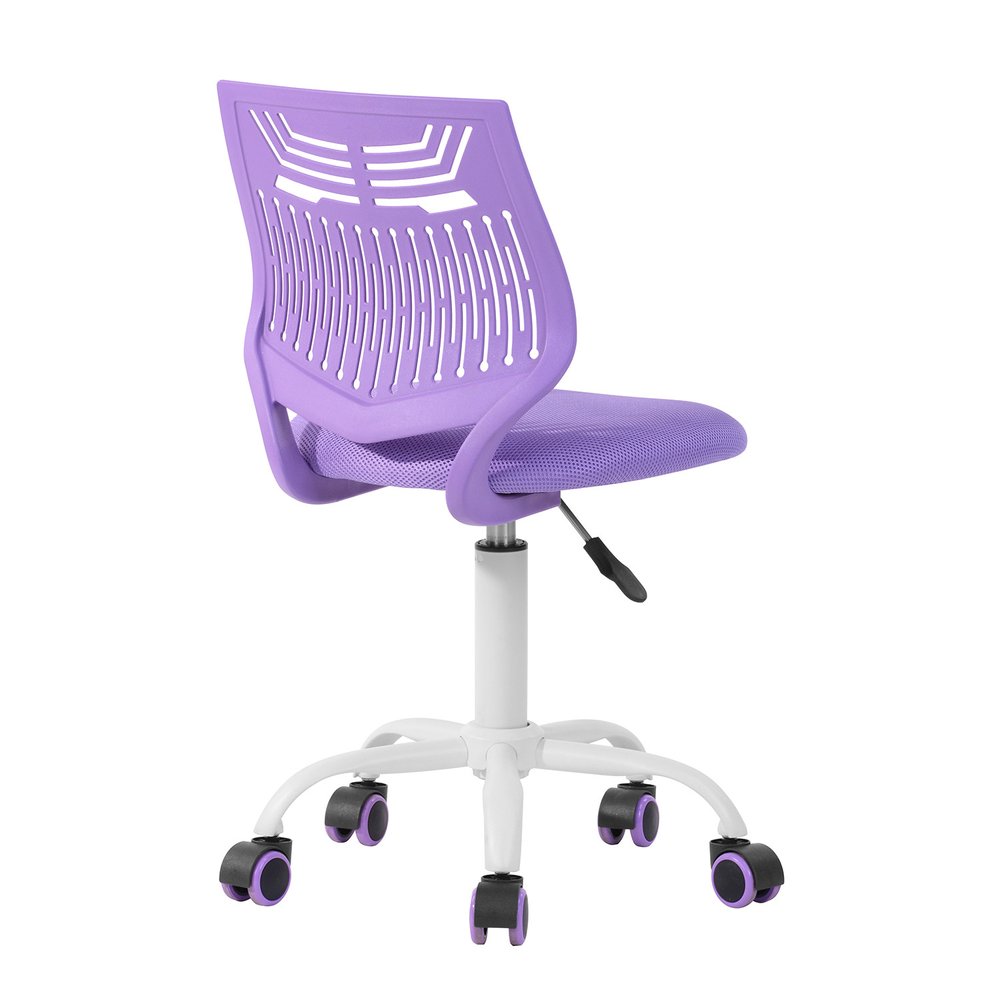 Purple and White Adjustable Height Swivel Rolling Office Chair — view 5